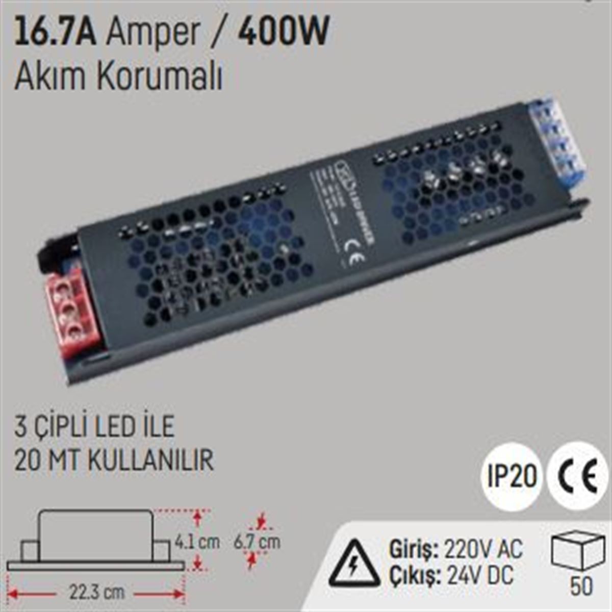 15A.360W  İÇ MEKAN LED TRAFOSU 24V. 1